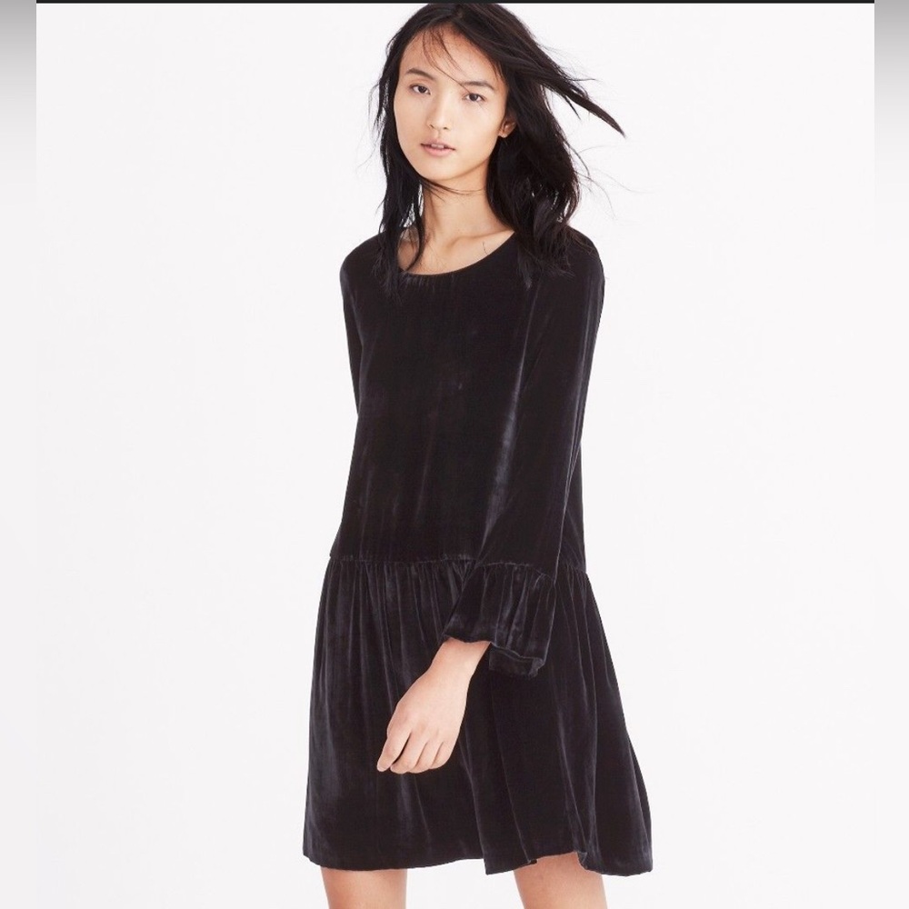 Madewell Velvet Bell Sleeve Dress XS